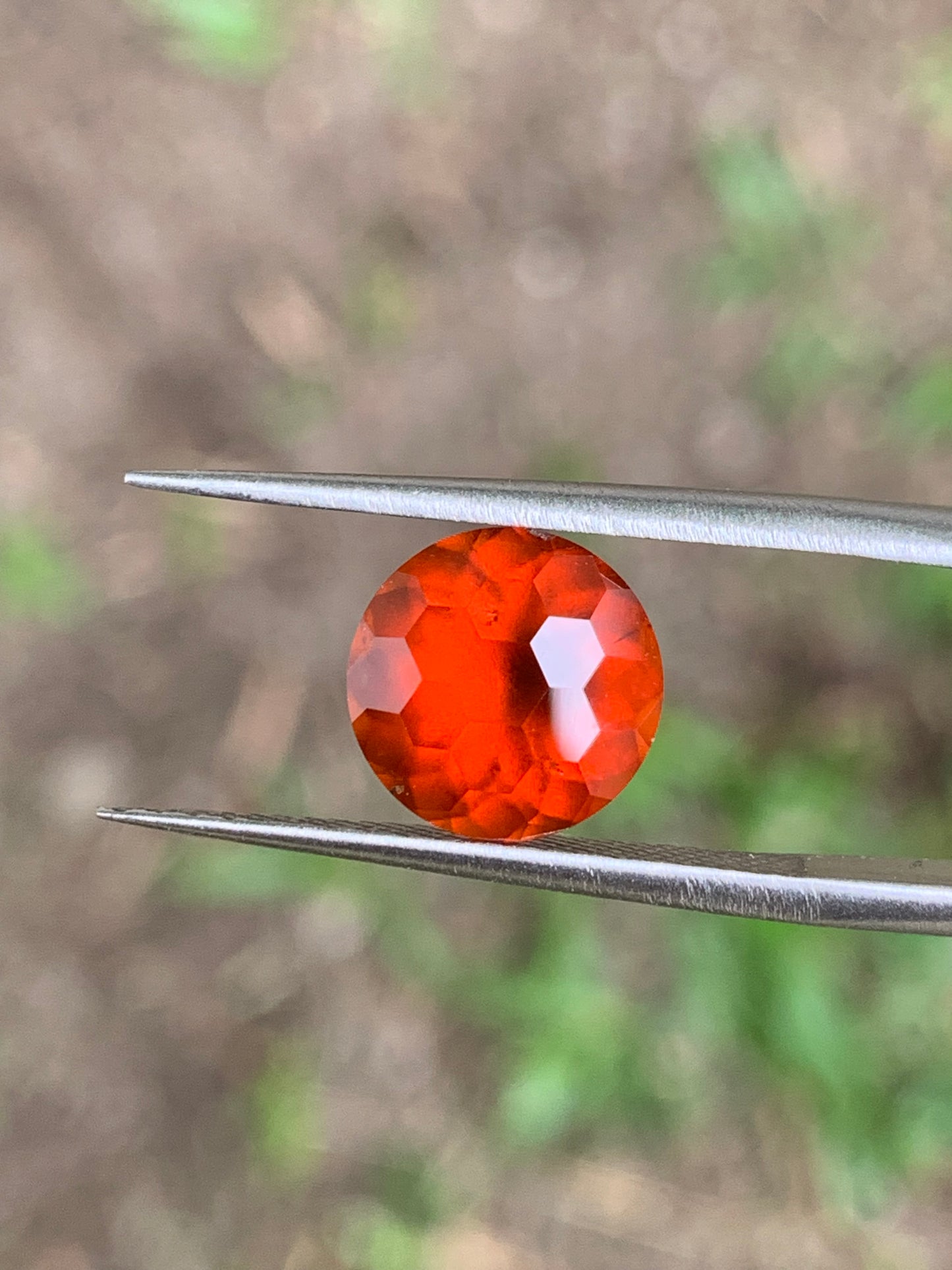 Orangish Garnet Round 8.7 mm / 3.15 Ct Fancy Football Cut Loose Gemstone For Contemporary Jewelry