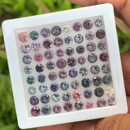 Spinel 4 - 4.5 mm Brilliant  Flower Cut Rounds 19.70 Ct / 64 Stones Parcel of Natural Loose Gemstones From Sri Lanka