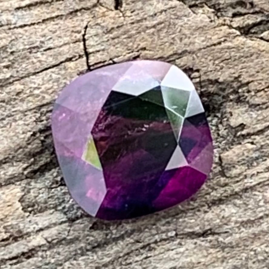 Bi Color Sapphire Cushion Purple And Deep Blue 5.95 mm / 0.93 Ct Heated Only Natural Loose Gemstone For Jewelry Making