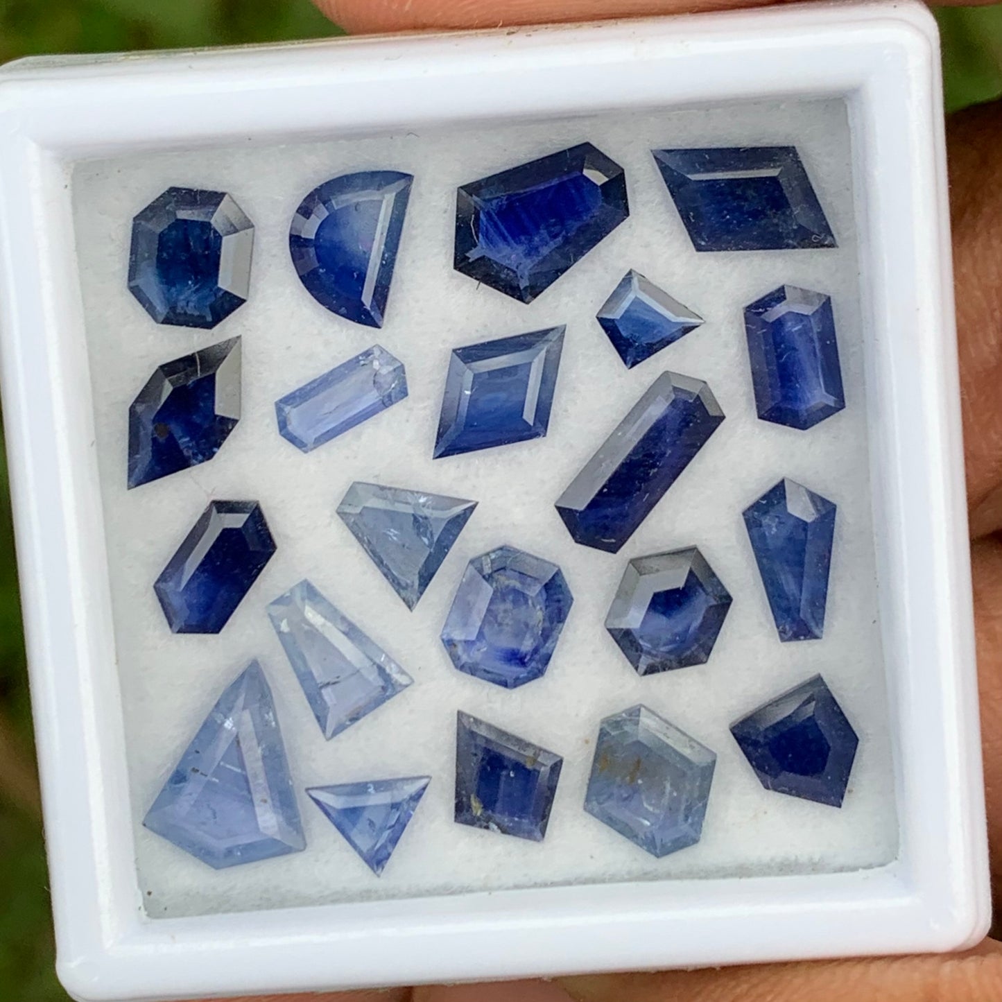 Blue Sapphire Portrait Cut Different Geometric Shape Tablets 10.90 Ct Loose Gemstone Parcel of 21 Stones