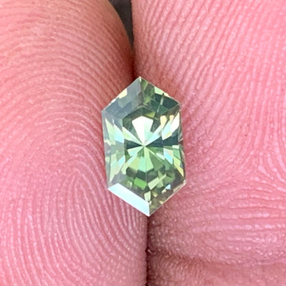 Yellowish Green Zircon Elongated Hexagon Precision Cut 1.23 Ct Ceylon Natural Loose Gemstone