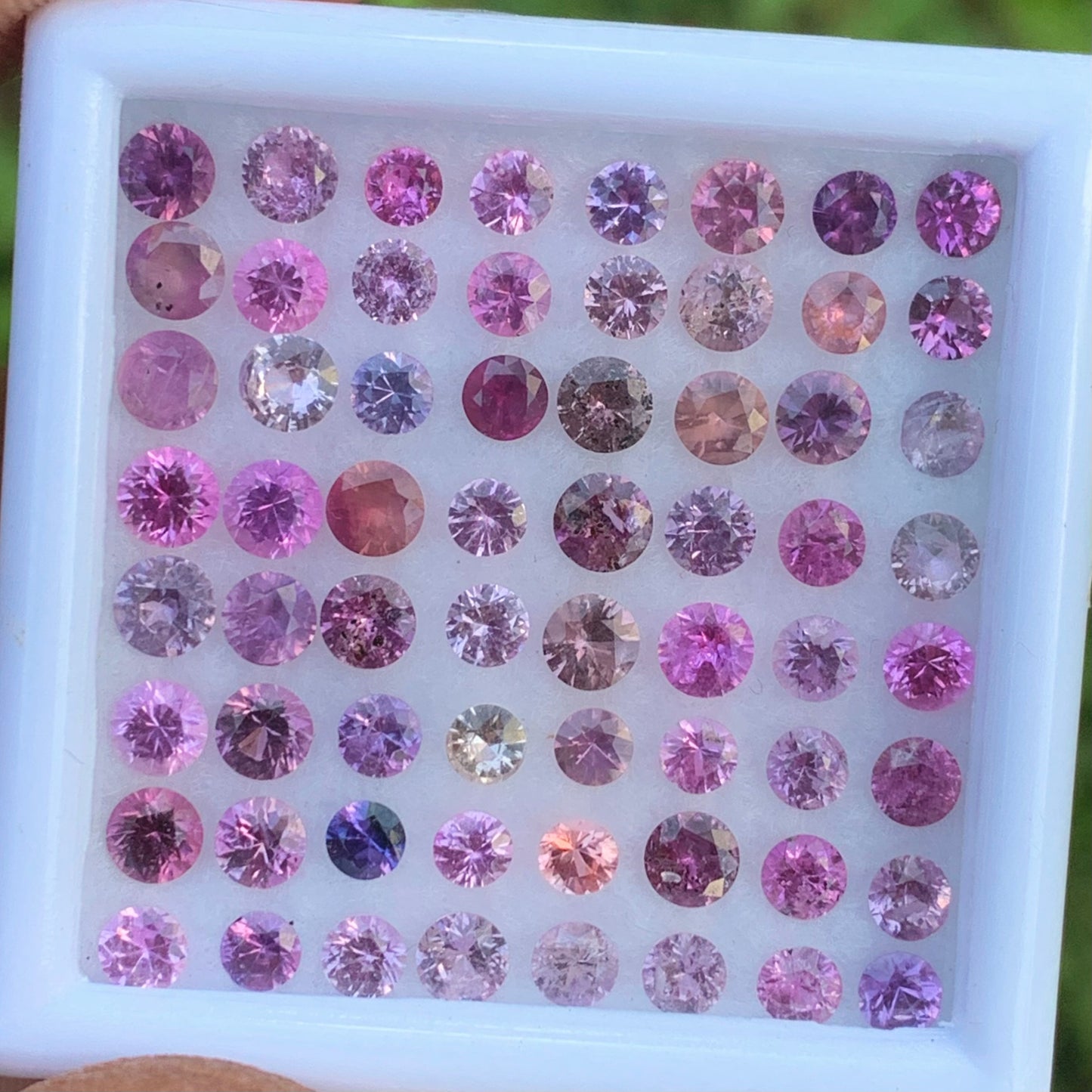 Unheated Pink & Purple 3 - 3.6 mm Sapphire Rounds 7.75 Ct Loose Gemstone Parcel of 64 Stones