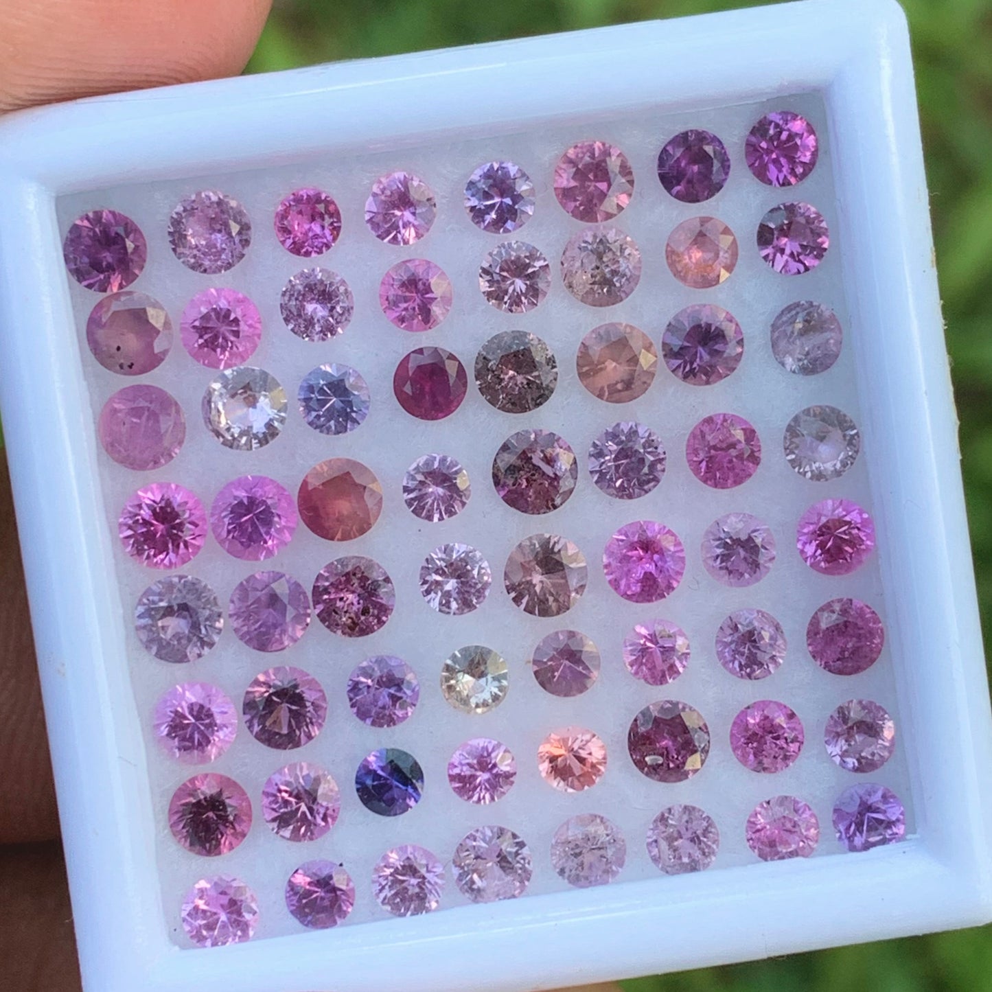Unheated Pink & Purple 3 - 3.6 mm Sapphire Rounds 7.75 Ct Loose Gemstone Parcel of 64 Stones