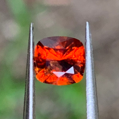 Orange Hessonite Garnet Cushion 0.69 Ct Loose Gemstone For Contemporary Jewelry
