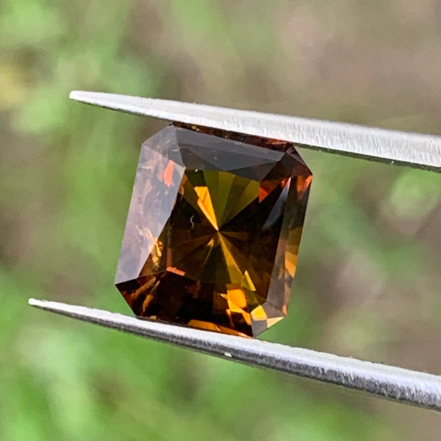 Brownish Orange Yellow Concave Cut / Fantasy Cut Tourmaline Octagon Natural Certified 2.17 Ct Loose Gemstone