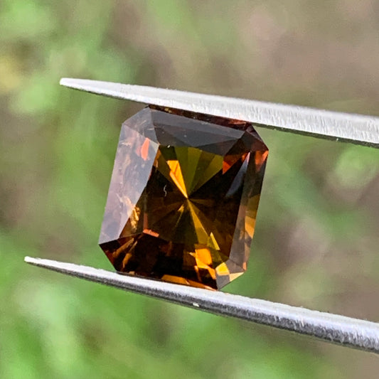 Brownish Orange Yellow Concave Cut / Fantasy Cut Tourmaline Octagon Natural Certified 2.17 Ct Loose Gemstone