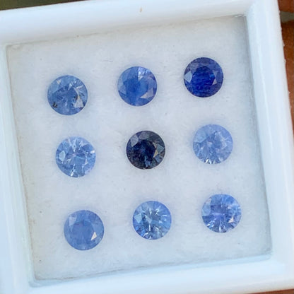 Blue Sapphire 3.5 mm Rounds 1.94 Ct Loose Gemstone Parcel of 9 Stones