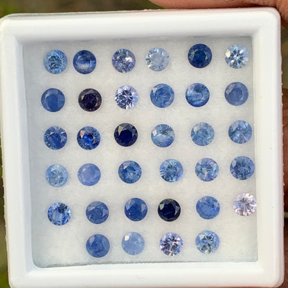 Blue Sapphire 3.3 mm Rounds 5.76 Ct Loose Gemstone Parcel of 34 Stones