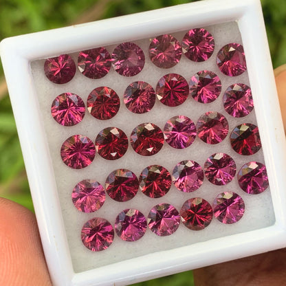 Red Garnet 4.5 - 5 mm Concave Fantasy Cut Rounds 15.80 Ct / 29 Stones Parcel of Natural Loose Gemstones From Sri Lanka