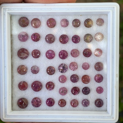 Heavily Included Hazy Pink Sapphire Rounds Parcel of 16.5 Ct / 46 Natural Loose Gemstones For Jewelry Making