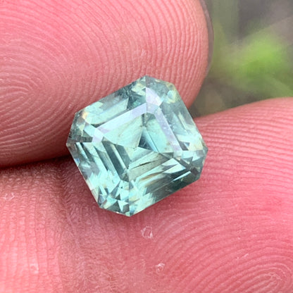 Mint Green Zircon Emerald Cut Octagon 6.20 Ct Loose Gemstone For Contemporary Jewelry