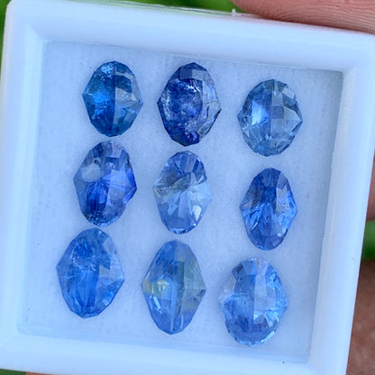 Blue Sapphire Heart of The Planet 5.76 Ct / 9 Stones Heated Only Natural Loose Gemstone For Jewelry Making