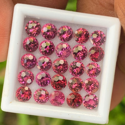 Red Garnet 4 mm Football Cut Rounds 8.20 Ct / 25 Stones Parcel of Natural Loose Gemstones From Sri Lanka