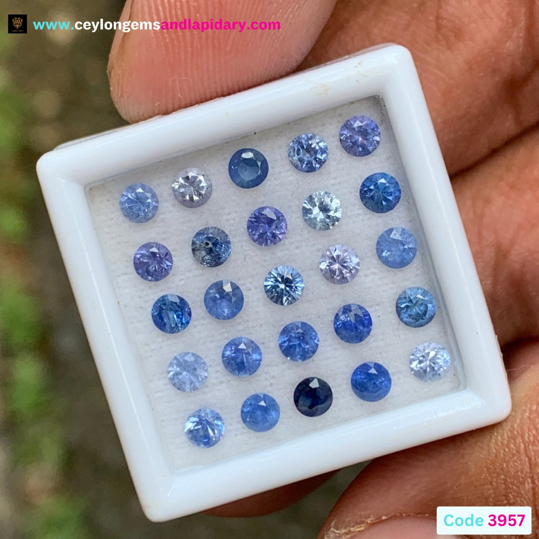 Blue Sapphire 2.8 mm Rounds 2.82 Ct Loose Gemstone Parcel of 25 Stones 💎✨