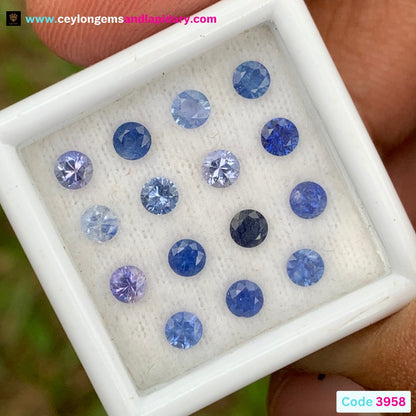 Blue Sapphire 2.9 mm Rounds 1.65 Ct Loose Gemstone Parcel of 15 Stones 💎✨