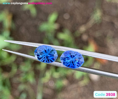 ✨ Blue Sapphire Modified Oval 3 Ct Pair Heated Only Natural Loose Gemstones for Earrings 💎