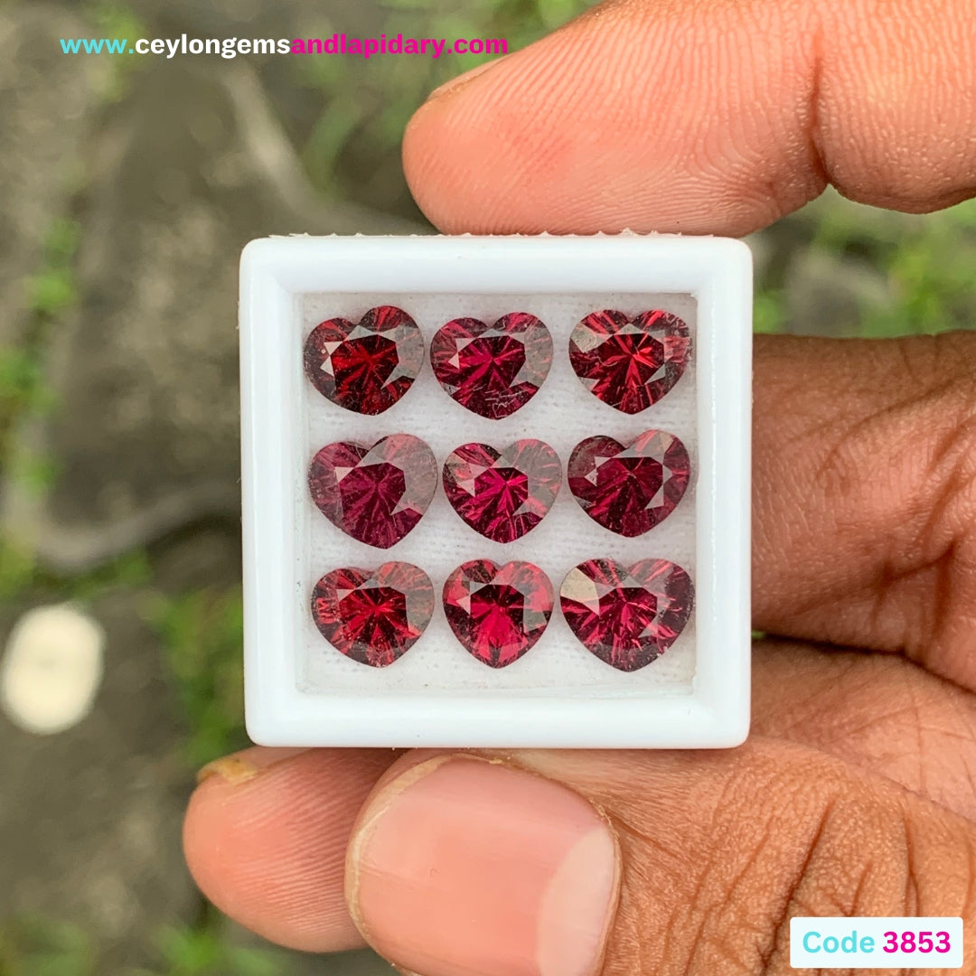 Garnet Hearts 9.69 Ct / 9 Stones Parcel of Natural Loose Gemstones From Sri Lanka 💎✨