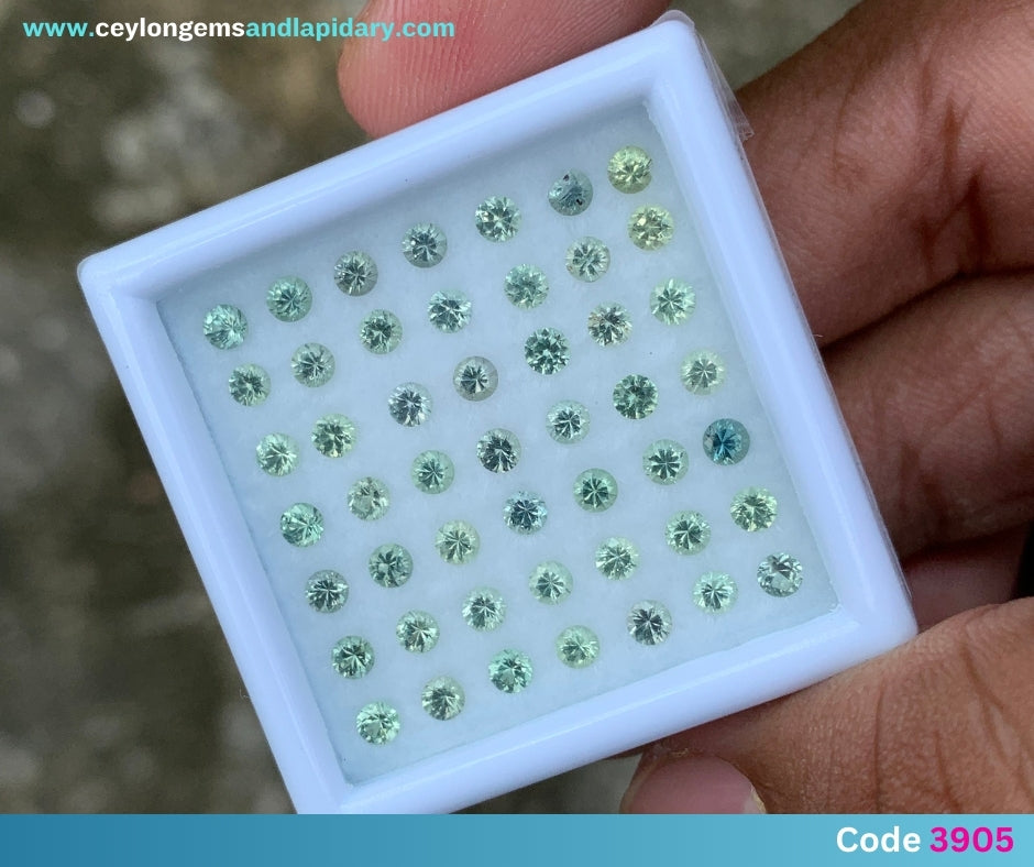 Green Sapphire - 2.7 mm Rounds, 4.8 Ct Loose Gemstone Parcel (49 Stones) 💎