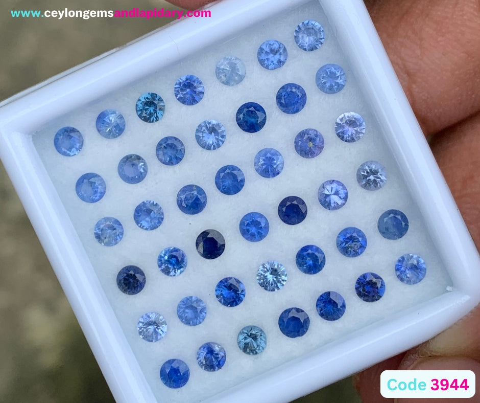 Blue Sapphire 3 mm Rounds 5.38 Ct Loose Gemstone Parcel of 42 Stones 💎