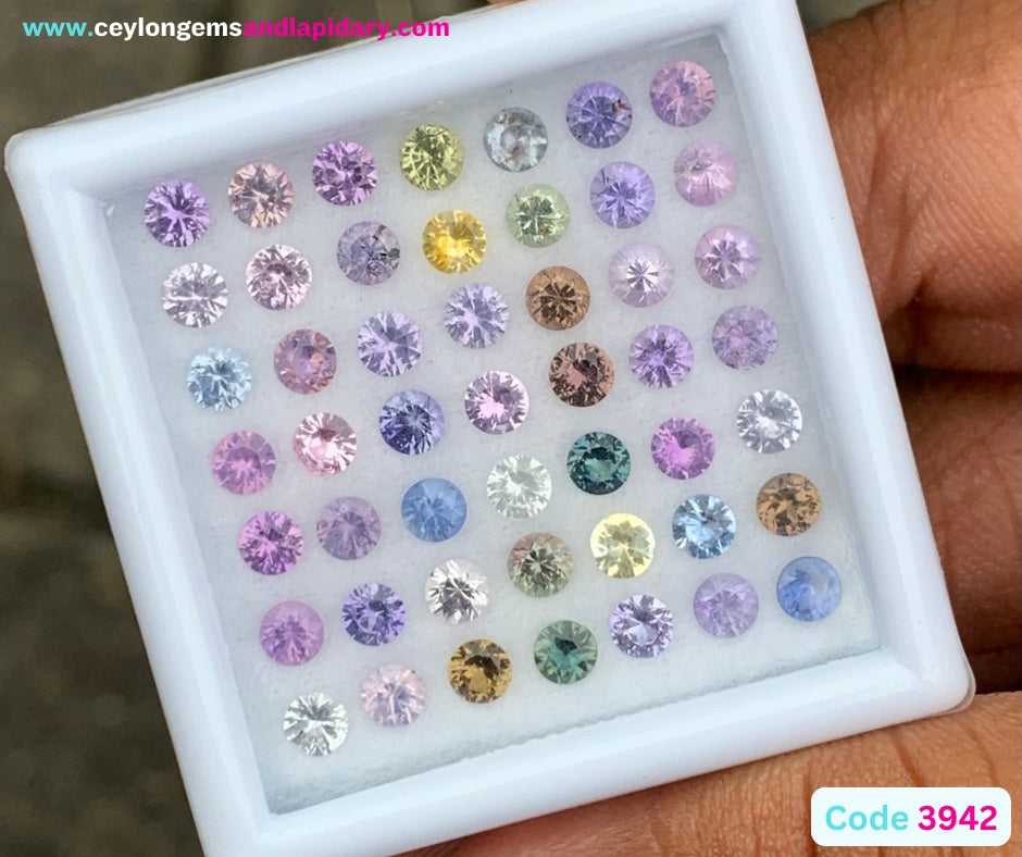 Unheated Sapphire 3.2 mm Rounds 7.84 Ct Multicolor Loose Gemstone Parcel of 49 Stones 💎