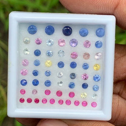 Unheated Sapphire 1.8 mm - 3.6 mm Rounds 4.62 Ct Multicolor Loose Gemstone Parcel of 56 Stones