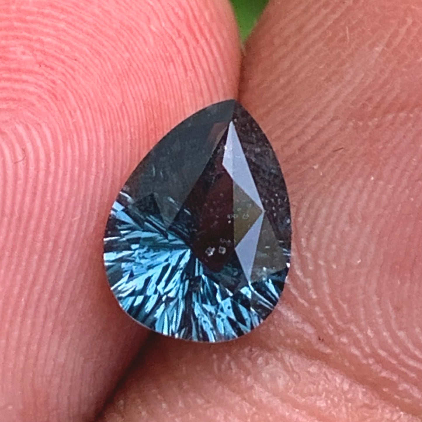 Teal Blue Spinel Concave Fantasy Cut 1.32 Ct Pear Natural Loose Gemstone