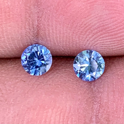 Blue Sapphire Round Pair 4.5 mm / 0.76 Ct Heated Only Natural Loose Gemstones for Earrings