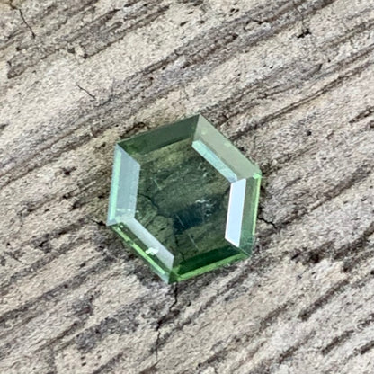 Portrait Cut Green Zircon Hexagon Tablet 0.87 Ct Natural Loose Gemstone For Jewelry