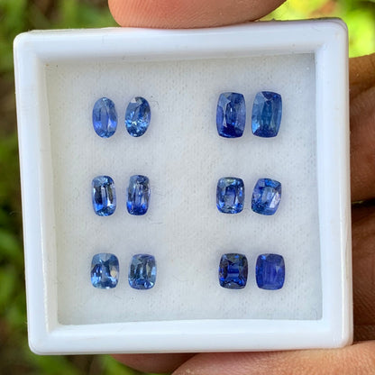 Blue Sapphire Heated Only 6 Pairs 4.6 Ct Natural Loose Gemstones For Earrings