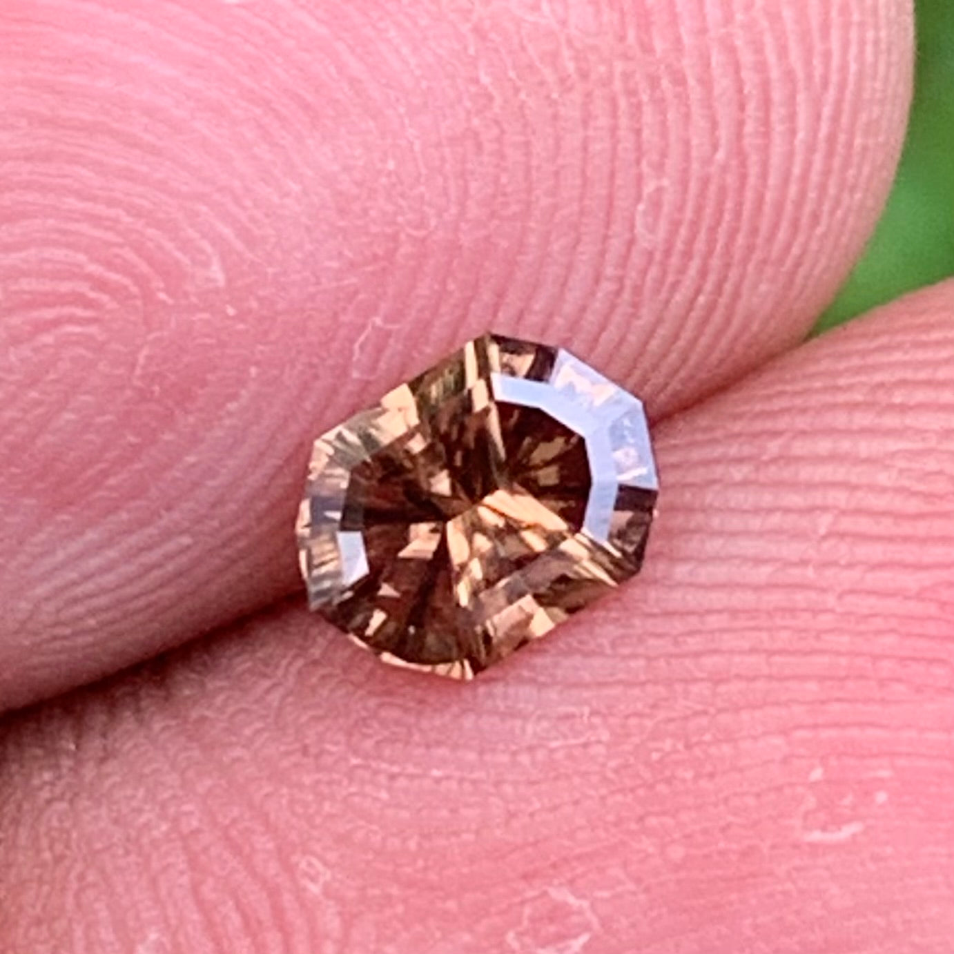 Golden Yellow Zircon Modified Oval 0.71 Ct Concave Cut / Fantasy Cut Natural Loose Gemstone for Jewelry Making