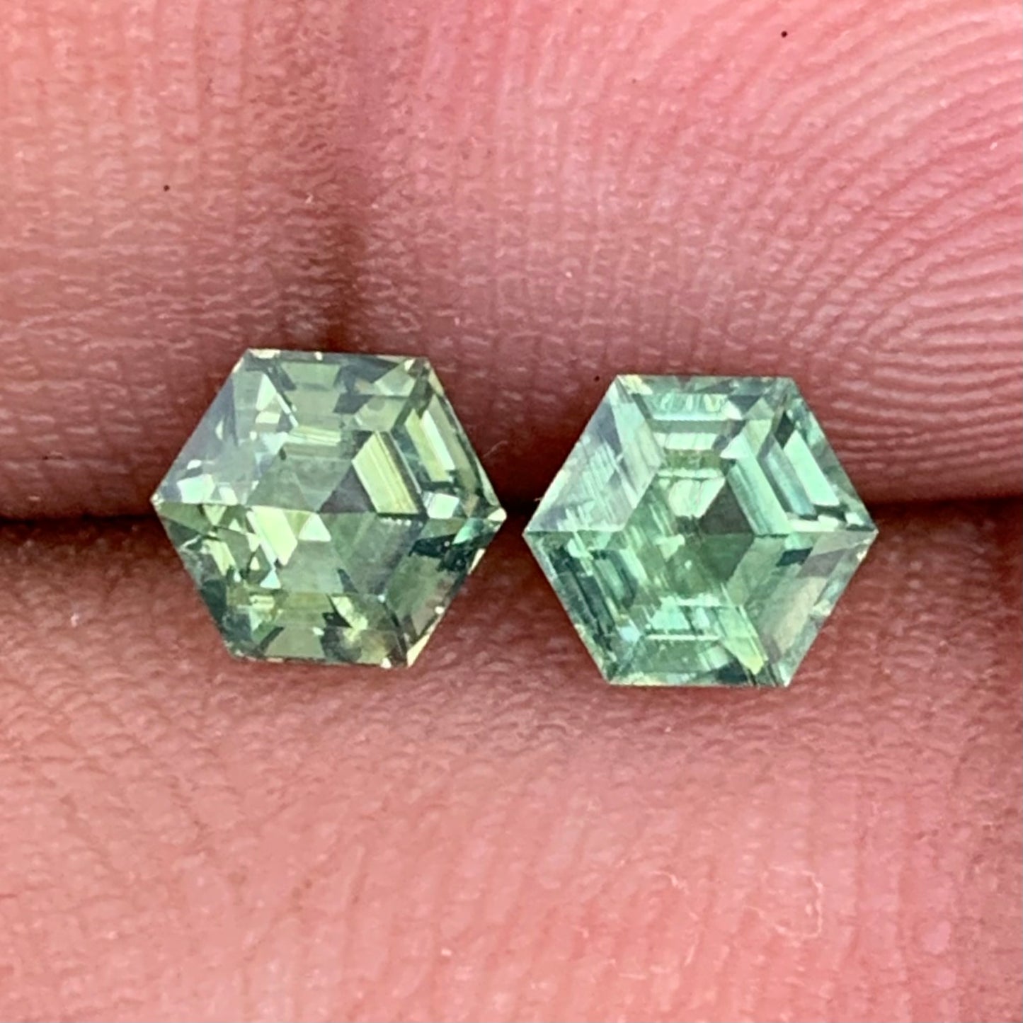 Natural Green Zircon Step Cut 5.5 mm Hexagon Pair 1.62 Ct Natural Loose Gemstones for Earrings