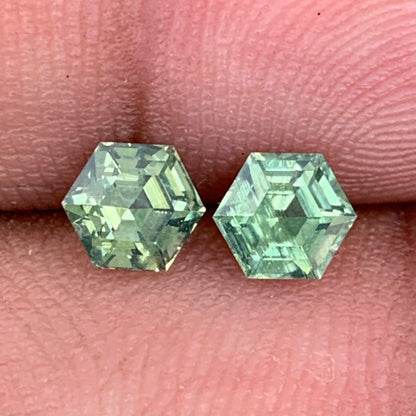Natural Green Zircon Step Cut 5.5 mm Hexagon Pair 1.62 Ct Natural Loose Gemstones for Earrings