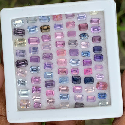 Unheated Sapphire Emerald Cut Loose Gem Parcel of 17.68 Ct / 73 Multicolor Natural Gemstones For Fine Jewelry