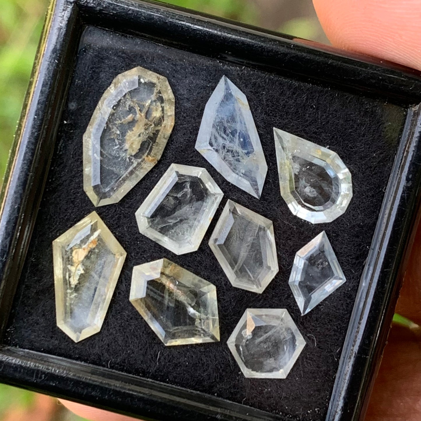 Unheated Sapphire Pale Yellow & Blue Portrait Cut Geometric Shape Tablets Natural Loose Gemstone Parcel 13.30 Ct / 8 Gemstones From Sri Lanka