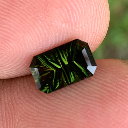 Green Tourmaline Concave Fantasy Emerald Cut 1.35 Ct Natural Loose Gemstone From Sri Lanka 💎✨