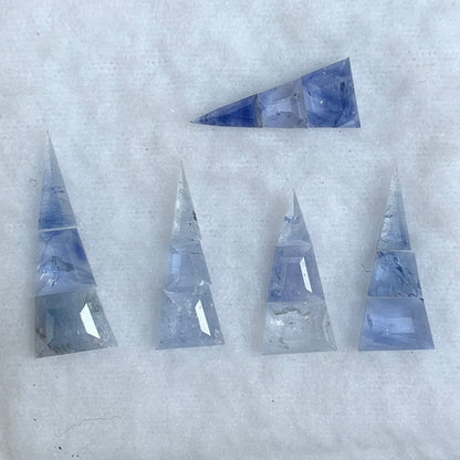 Blue Sapphire Rose Cut Tapered Blades 5.70 Ct / 5 Suits Natural Heated Only Loose Gemstones from Sri Lank
