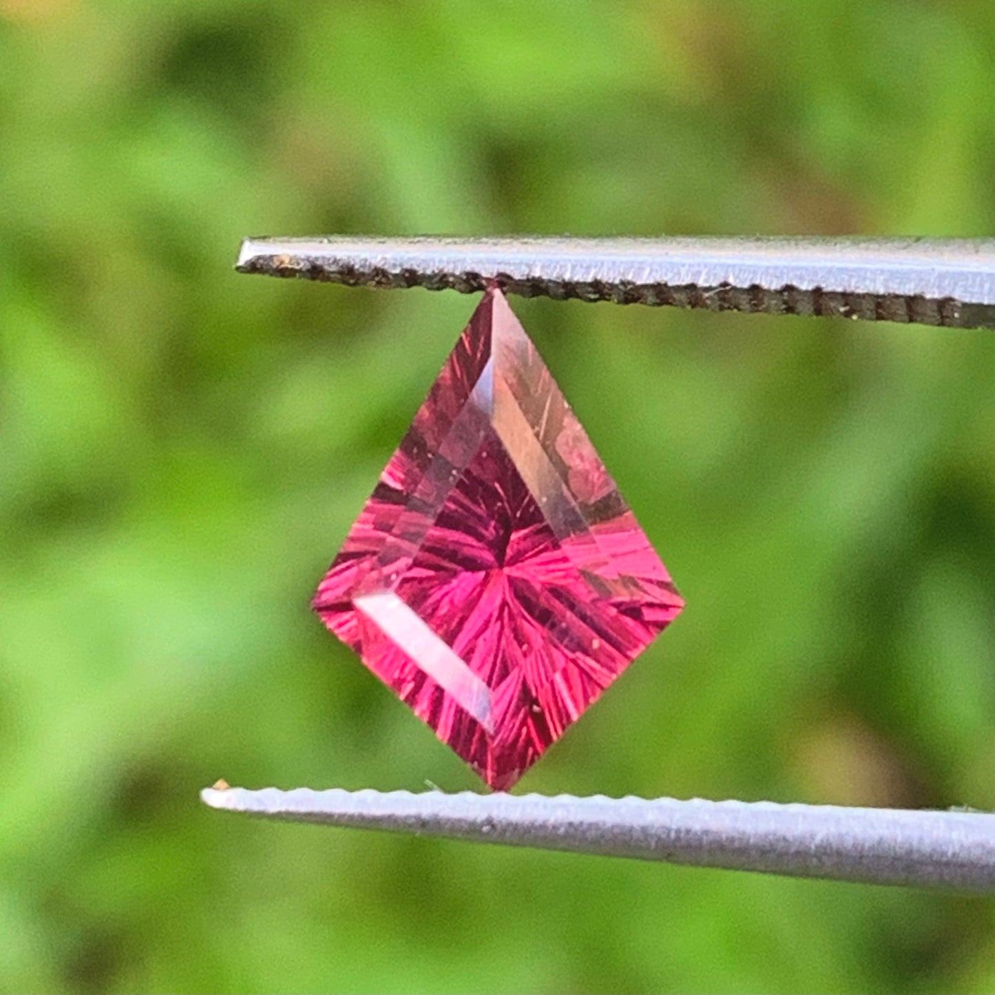 Pinkish Red Garnet Concave Fantasy Cut 1.35 Ct Modified Kite Natural Loose Gemstone