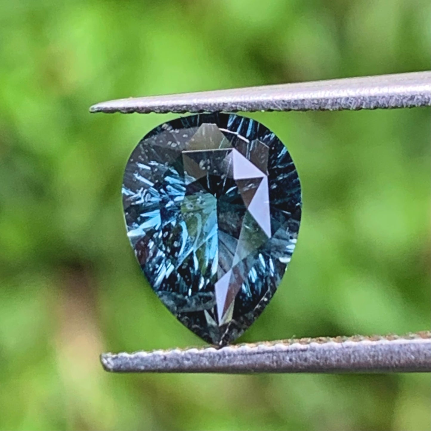 Teal Blue Spinel Concave Fantasy Cut 1.32 Ct Pear Natural Loose Gemstone