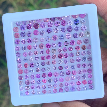 Sapphire Pink and Purple Brilliant Cut Round Natural Unheated 12.90 Ct / 160 Loose Gemstone Parcel from Sri Lanka