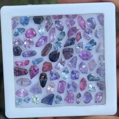 Unheated Sapphire Fancy Geometric Shape Multicolor Natural Loose Gemstone Parcel 23.93 Ct / 68 Gemstones From Sri Lanka