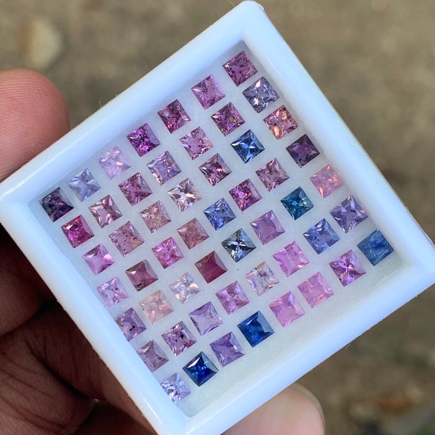 Unheated Sapphire Multicolor Princess Cut Square 9.08 Ct / 21 Natural Loose Gemstone Parcel from Sri Lanka