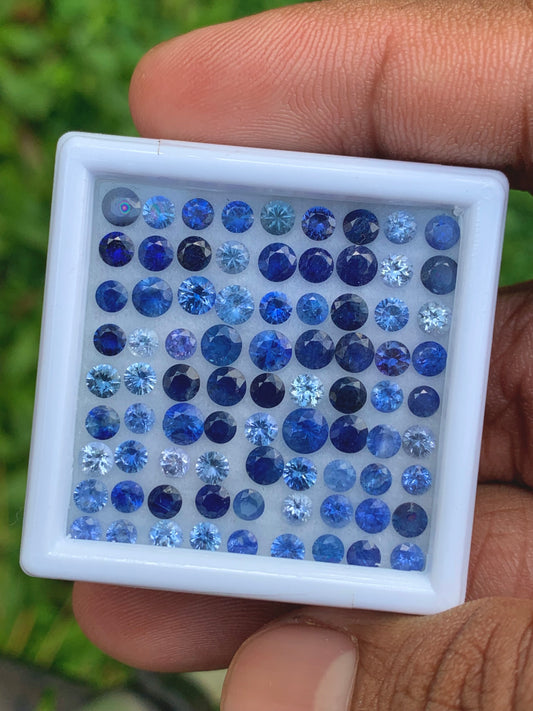 Blue Sapphire 2.8 - 3.6 mm Rounds 10.80 Ct Loose Gemstone Parcel of 81 Stones