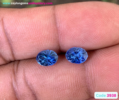 ✨ Blue Sapphire Modified Oval 3 Ct Pair Heated Only Natural Loose Gemstones for Earrings 💎