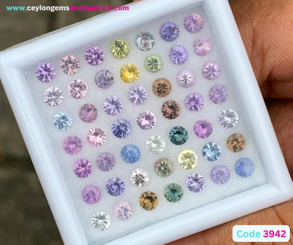 Unheated Sapphire 3.2 mm Rounds 7.84 Ct Multicolor Loose Gemstone Parcel of 49 Stones 💎