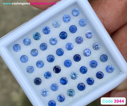 Blue Sapphire 3 mm Rounds 5.38 Ct Loose Gemstone Parcel of 42 Stones 💎