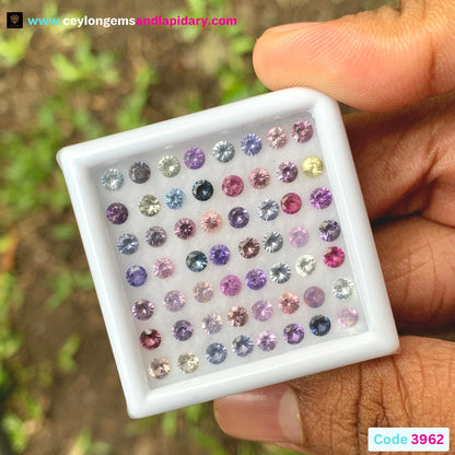 Unheated Sapphire 3 mm Rounds 7.14 Ct Multicolor Loose Gemstone Parcel of 56 Stones 💎✨