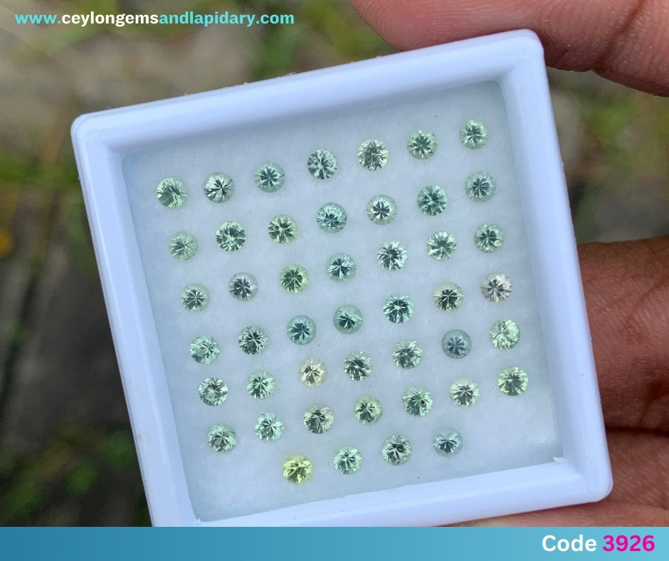 Green Sapphire 2.5 mm Rounds 3.71 Ct Loose Gemstone Parcel of 46 Stones 💎