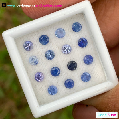 Blue Sapphire 2.9 mm Rounds 1.65 Ct Loose Gemstone Parcel of 15 Stones 💎✨