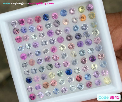 Unheated Sapphire 2.5 mm Rounds 7.26 Ct Multicolor Loose Gemstone Parcel of 100 Stones 💎