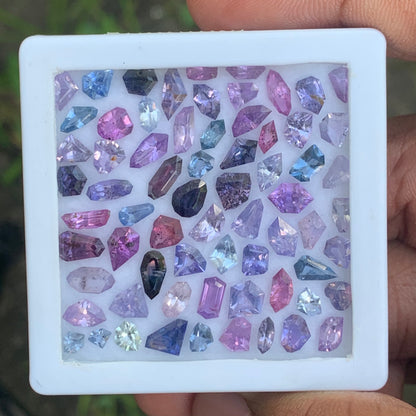 Unheated Sapphire Fancy Geometric Shape Multicolor Natural Loose Gemstone Parcel 23.93 Ct / 68 Gemstones From Sri Lanka